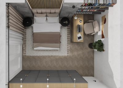 nile design projekt sypialni z miejscem do pracy